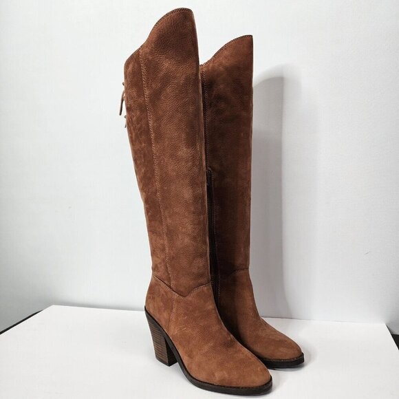 NWOB Lucky Brand Pembe Brown Leather OTK Over the Knee Riding Boots Women's 7 - Picture 6 of 15